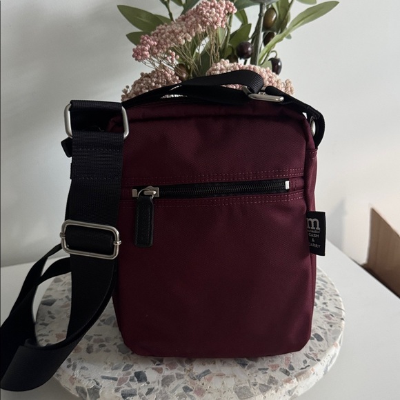 Marimekko Cash & Carry Canvas Crossbody Nylon Maroon Bag - Picture 12 of 12